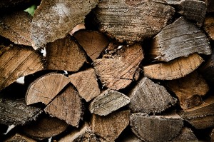 Stacked and seasoned firewood