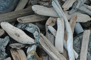 Get a coastal themed mantel with driftwood