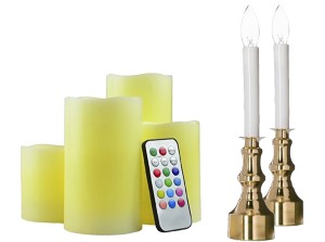 Flameless battery and plug in candles for fireplace mantel decorations