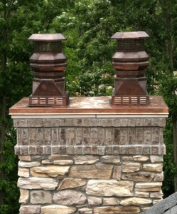 Copper Tudor Chimney Pots with lourved base