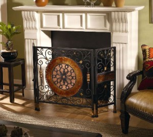 Copper Filigree Summer Fireplace Screen