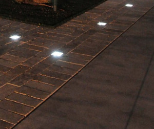 Use LED solar pavers to make fire pit safety zone