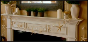 Summer Fireplace with Seashell Garland