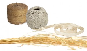 Twine, string, ribbon, raffia to tie shells to rope