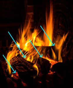 How to Start a Fire in Fireplace: Let the fire breathe with spaces between the logs