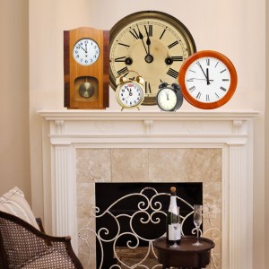 Decorate the fireplace mantel for New Years