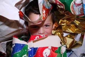 Do not burn Christmas wrapping paper in the fireplace.