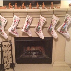The cross-stitched stockings were finished just in time.
