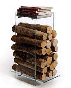 glass and stainless steel log holder