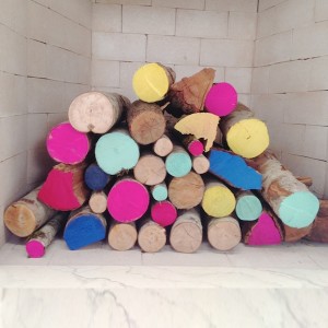 Decorate Fireplace with Logs -  add color