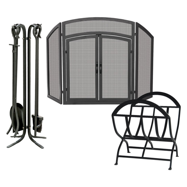 Uniflame Wrought Iron Fireplace Set