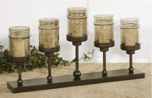 Use the Lamya Fireplace Candelabra as a dining table candelabra.