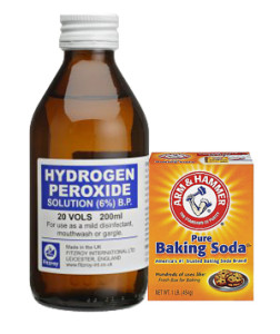 clean slate stains with hydrogen peroxide and baking soda paste