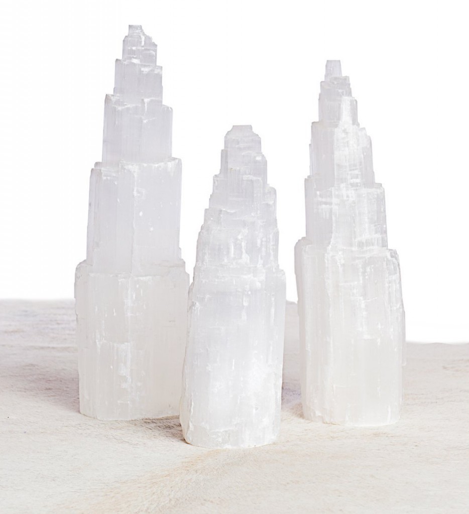 DIY selenite fireplace sculpture