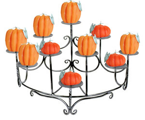 Fireplace Candelabra with pumpkin candles