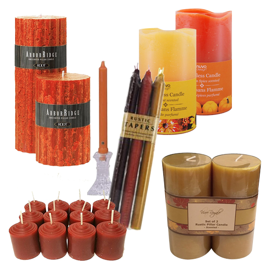 candles as elements of fall mantel decorating