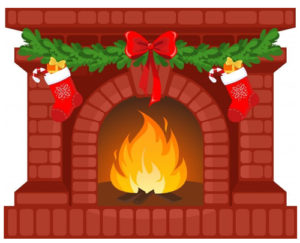 Wallmonkeys Christmas Fireplace Peel and Stick Wall Decal