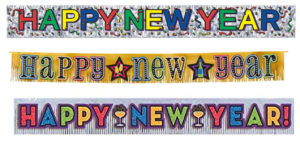 Foil Fringed New Year Fireplace Banners