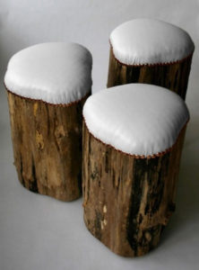fire pit log stool with cushioned seat