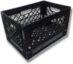 large square container such as milk crate