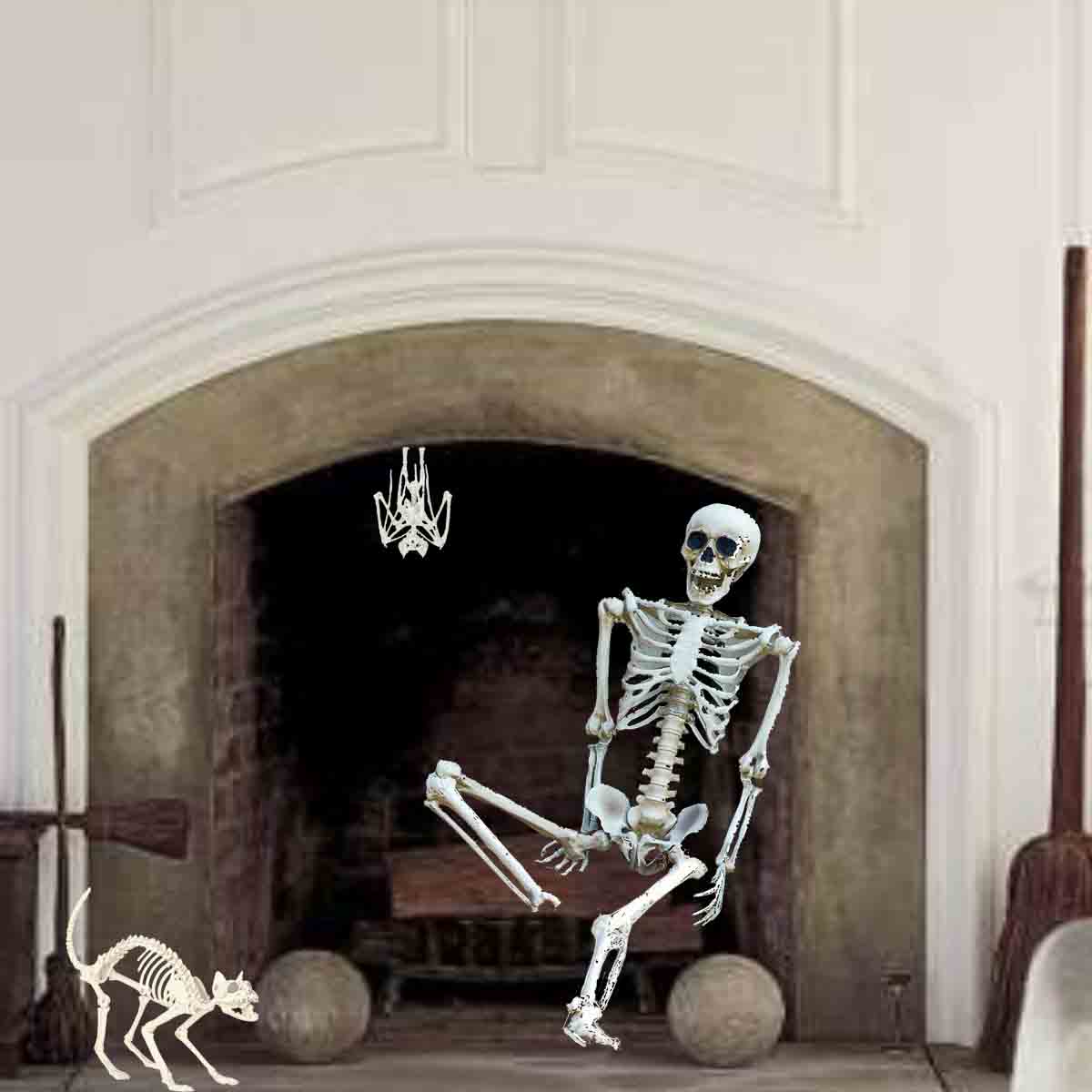 Halloween Skeleton Fireplace