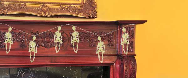 skeleton garland for fireplace mantel