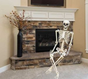 Halloween skeleton fireplace