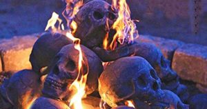 human skull fire logs