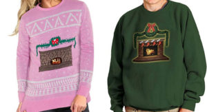 pink or green fireplace sweaters