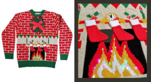 Cheesy Fireplace Sweater with Lights