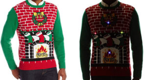 Fireplace Sweater with Motion Activated, Flashing Lights